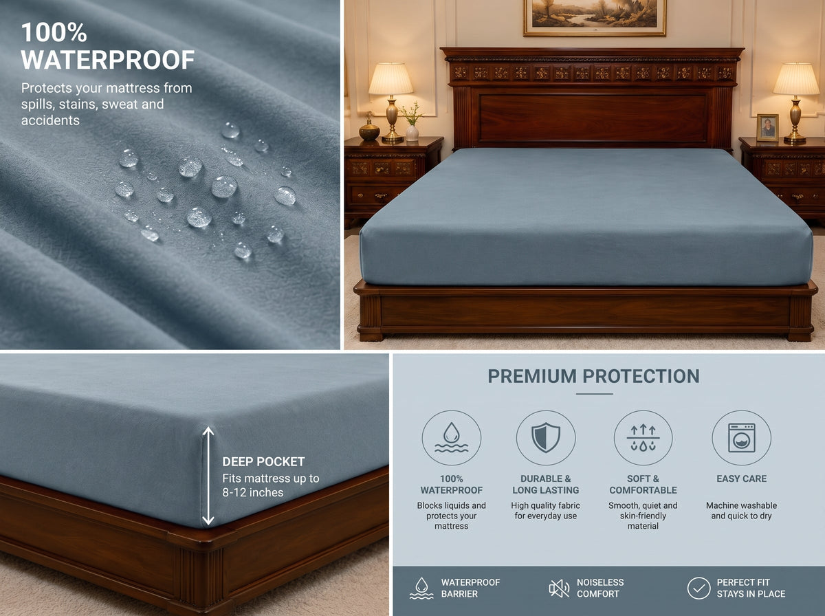 Dry Home Waterproof Fitted Mattress Protector – Breathable & Dust Mite Proof DRY HOME