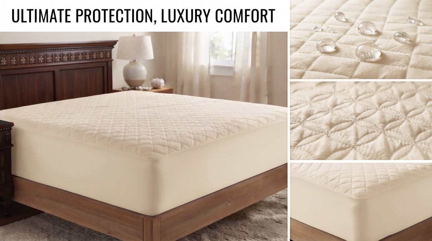 Waterproof Quilted Mattress Protector – Soft Breathable Elastic Fitted DRY HOME