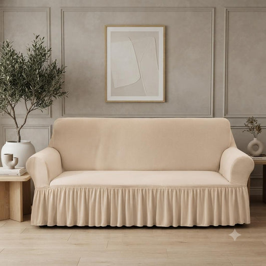 Turkish Mesh Fitted Sofa Cover Beige – Stretchable Breathable Fabric | Dry Home