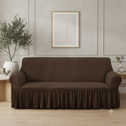Turkish Mesh Fitted Sofa Cover Coffee Brown- Breathable Stretchable - All Sizes | Dry Home
